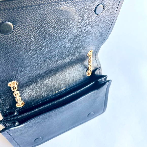 Tory Burch Black Pebble Genuine Leather Shoulder Bag Crossbody Bag - Picture 14 of 16